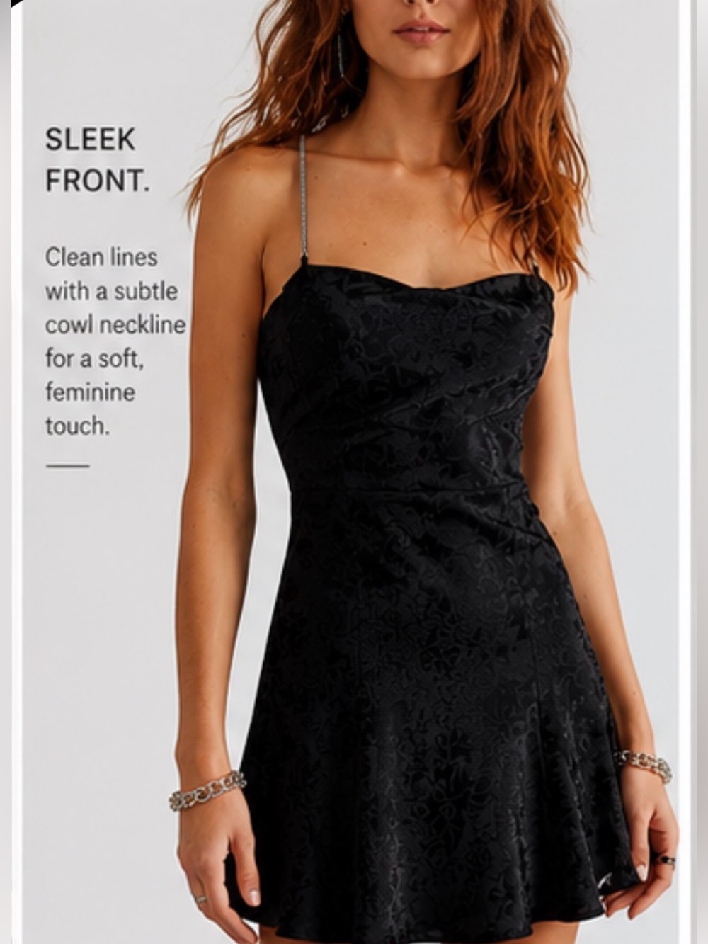 For Love & Lemons Satin Jacquard Lace-Up Back Mini Dress Black Size M - Picture 2 of 8